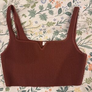 Aritzia Babaton Brick Ribbed Crop Top